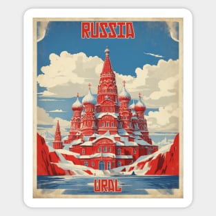 Ural Russia Vintage Tourism Poster Sticker
